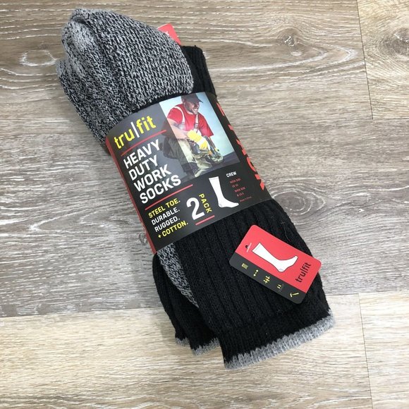 TRU FIT Underwear & Socks New Tru Fit Tall Crew Black Heavy Duty Work Socks 2 Pack Mens Size